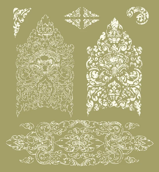 Grunge motif floral cambodgien — Image vectorielle