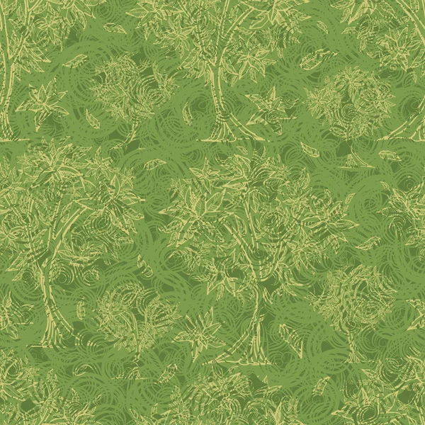 Grunge-Muster mit Bäumen und Blättern — Stockvektor