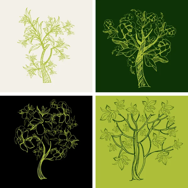 Vector set of trees — Stock Vector