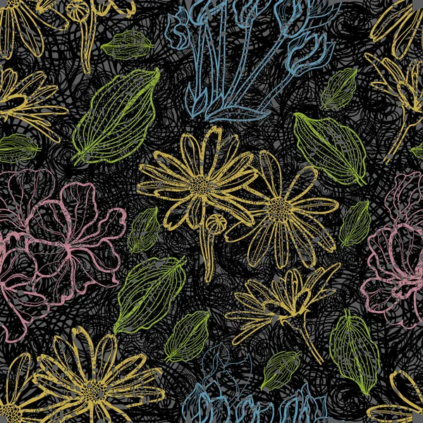 Grunge vzorek s květinami — Stockový vektor