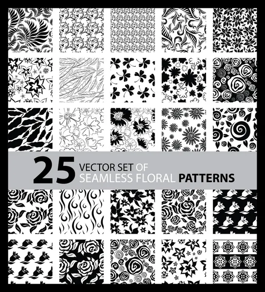 Yirmi beş sorunsuz çiçek desenleri kümesi büyük vektör