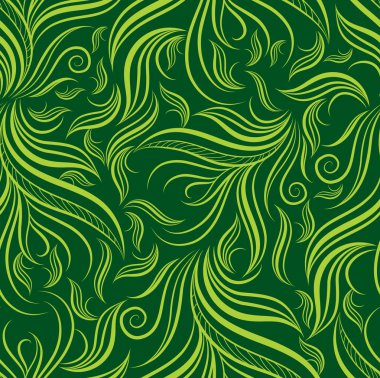 Seamless green floral pattern with leafs clipart
