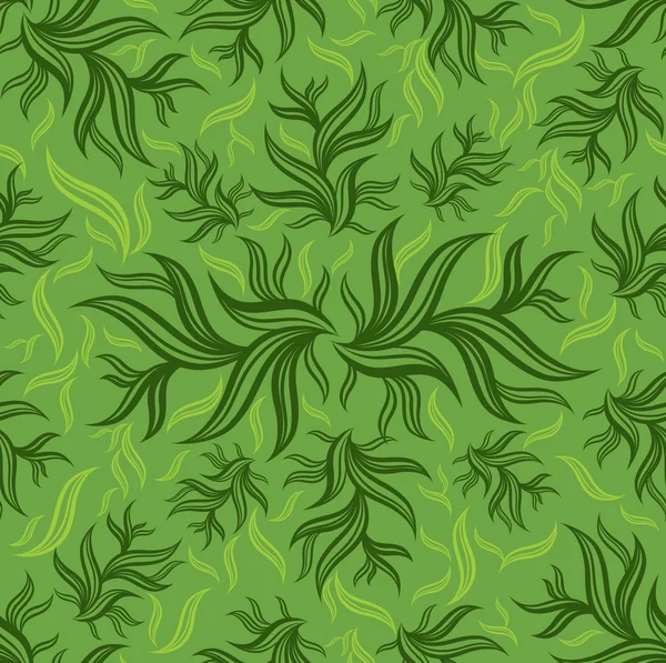 Naadloze groene floral patroon met bladeren — Stockvector