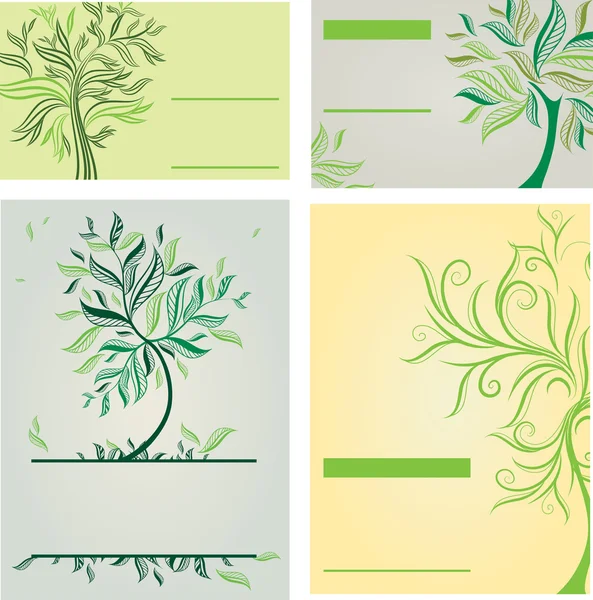 Conjunto vectorial de plantillas de diseño con árboles — Vector de stock