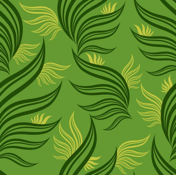 Nahtlose grüne Blumenmuster mit Blättern — Stockvektor