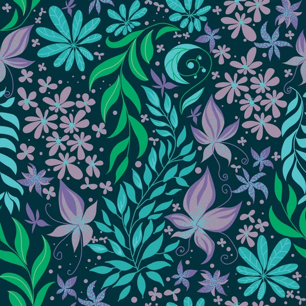 Patrón Verde Sin Costuras Con Plantas Tropicales Anaranjadas Flores Orquídea — Archivo Imágenes Vectoriales