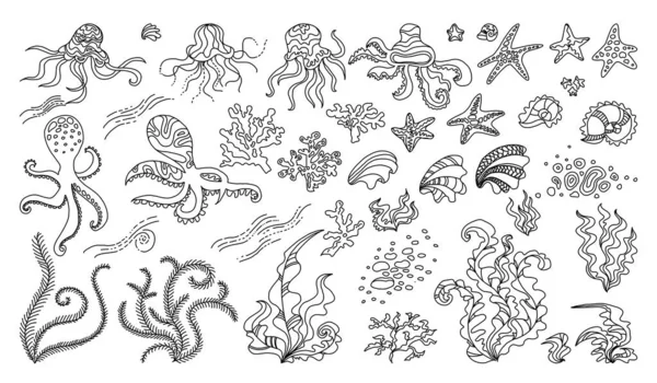 Underwater doodle illustration — Vetor de Stock