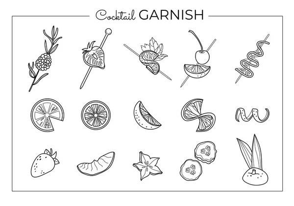 Vector set of tasty cocktail garnish — Stock Vector