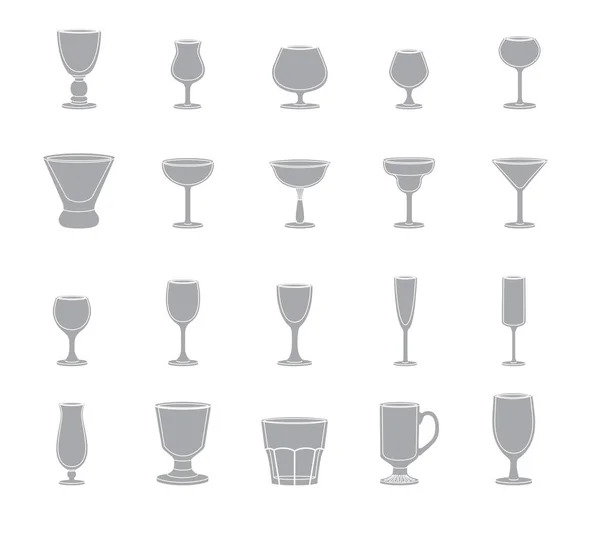Bar glasses with names black silhouette icons Vector Image