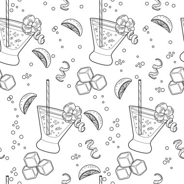 Vektör barmen ekipmanı kusursuz desen. Vektör çizgisi çizimi