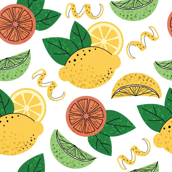 Modèle sans couture illustration de fruits. Garniture de cocktail. — Image vectorielle