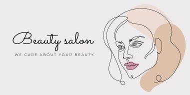 Bir satır sanat eseri. Güzel kadın yüzlü modern minimalist bayrak