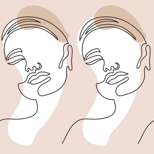 Una linea art. Moderno minimalista Illustrazione bella faccia donna — Vettoriale Stock