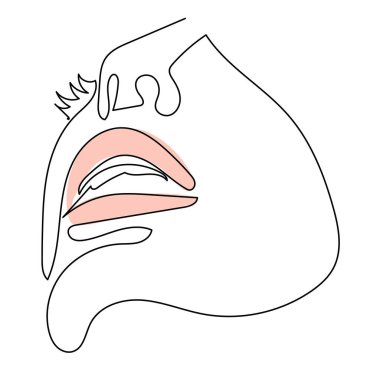Bir satır sanat eseri. Modern minimalist Illustration güzel kadın yüzü