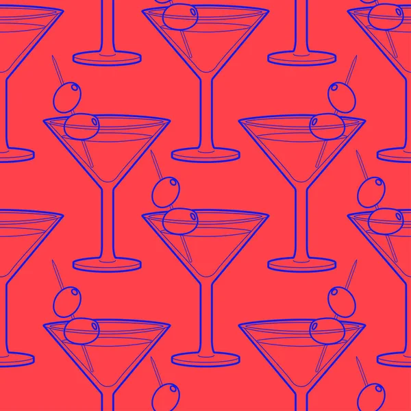 Vector Bar Cocktail Beber Padrão Sem Costura Ilustração Arte Linha —  Vetores de Stock