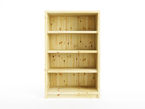 Isolated empty pine shelf — Stock Photo, Image