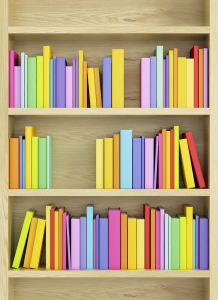 Bücherregal mit bunten Büchern — Stockfoto