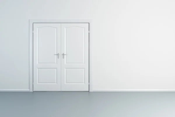 Pusty pokój biały z zamkniętymi drzwiami — Zdjęcie stockowe
