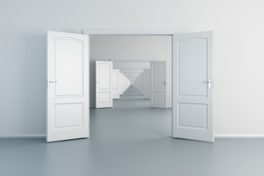 Infinity boş beyaz odalara açılan kapılar