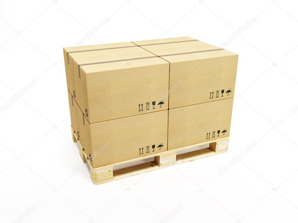 Pallet with cardboard boxes Stock Photo by ©auriso 44204943