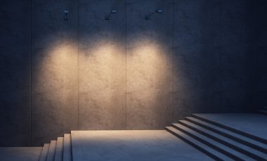Işıklı beton duvar