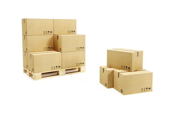 Pallet con scatole di cartone — Foto Stock