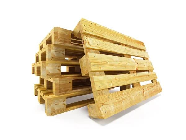 Fából készült raklapok, elszigetelt fehér — Stock Fotó
