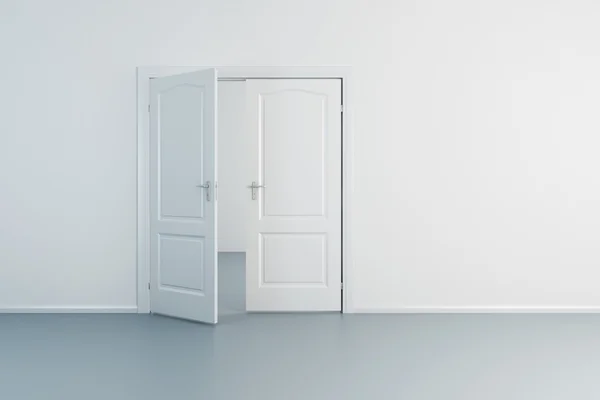 Pusty pokój biały z otwartych drzwi — Zdjęcie stockowe