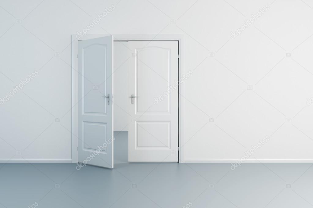 empty white room with opened door