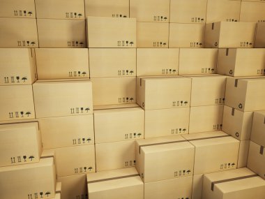 warehouse with stack of cardboard boxes clipart