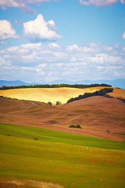 Tuscany yatay, Val d'Orc bir tepe üzerinde tipik çiftlik