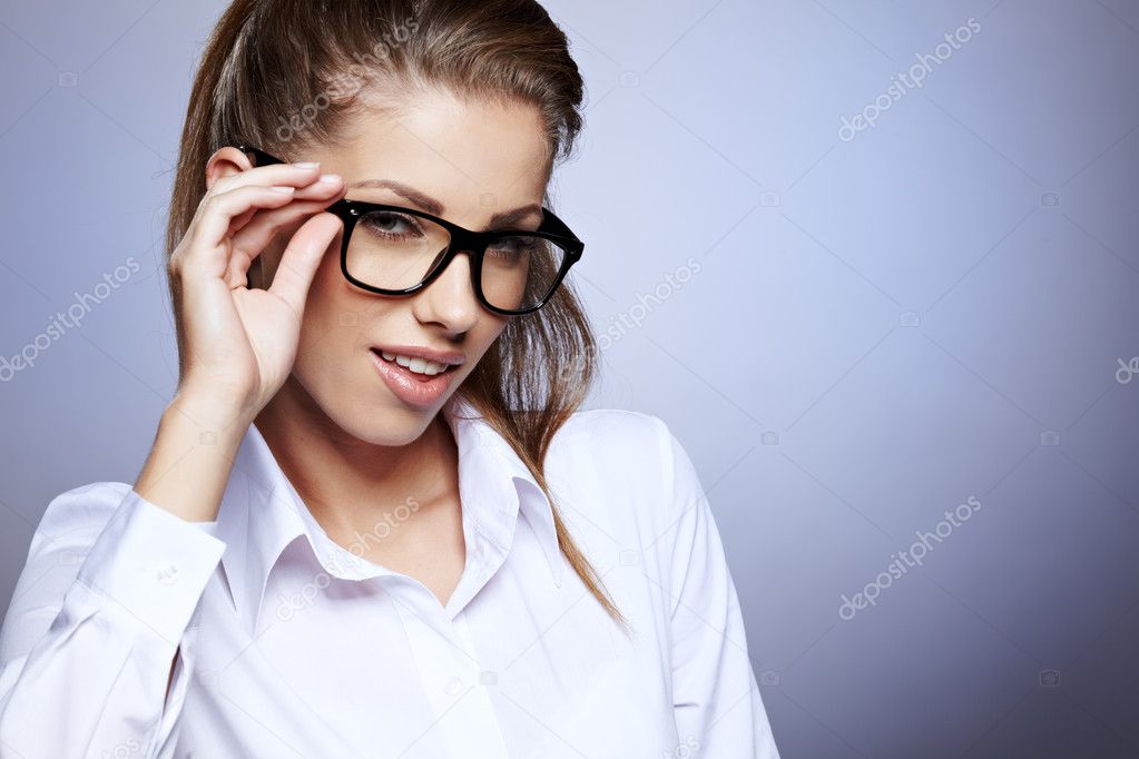 business woman in glasses