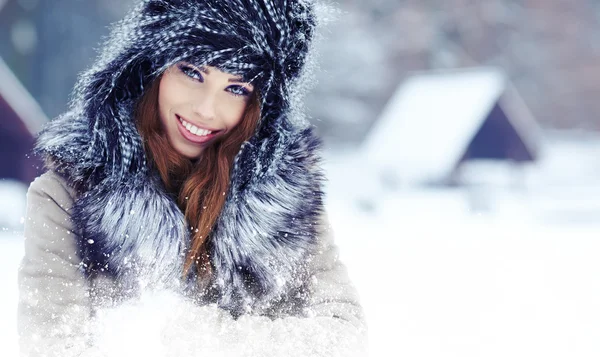 Young woman winter portrait. Shallow dof. Stock Image