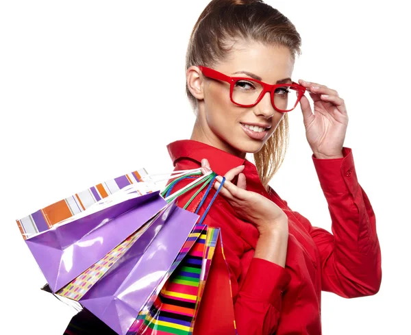 Mulher de compras bonita — Fotografia de Stock