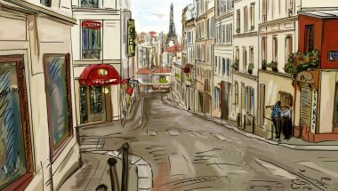 sokak Paris - illüstrasyon