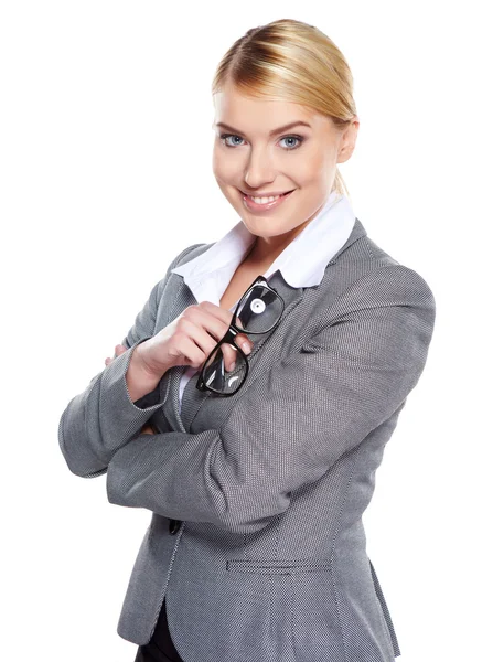 Niedliche junge Geschäftsfrau mit Brille — Stockfoto