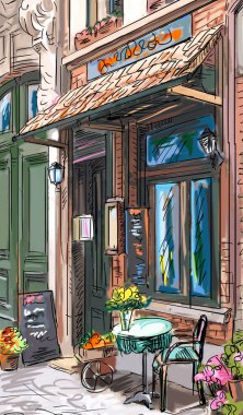 sokak Paris - illüstrasyon