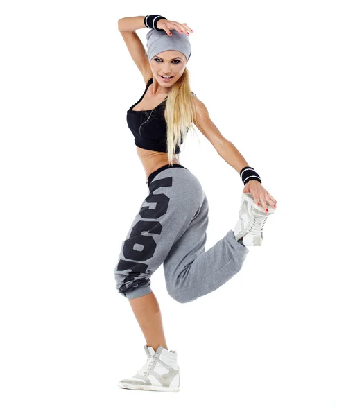 Modern style dancer posing on studio background — Stock Photo, Image