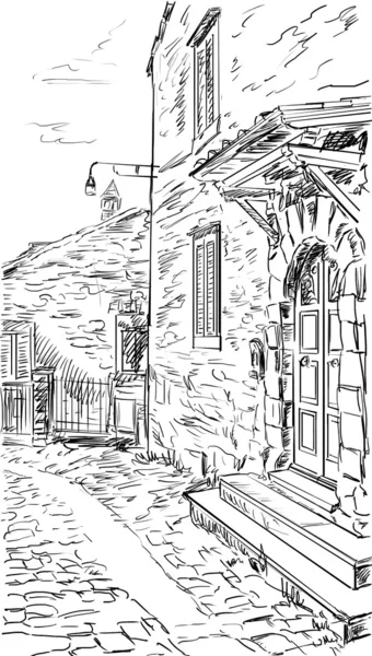 Calle en Toscana-dibujo ilustración — Foto de Stock