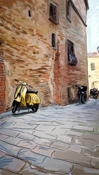 Calle en Toscana - ilustración —  Fotos de Stock