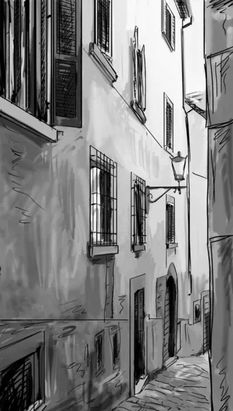 Calle en Toscana-dibujo ilustración — Foto de Stock