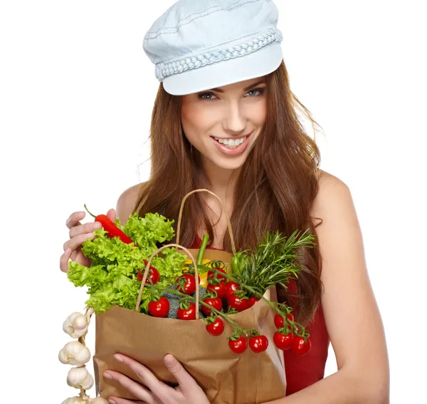 Compras saludables, aislado, fondo blanco — Foto de Stock