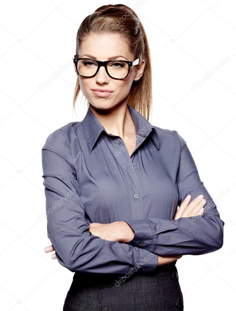 Cute young business woman with glasses