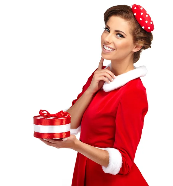 Vintage sexy girl wearing santa claus clothes — Stock Photo, Image