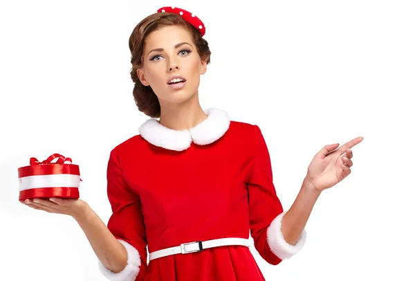 Vintage sexy girl wearing santa claus clothes — Stock Photo, Image