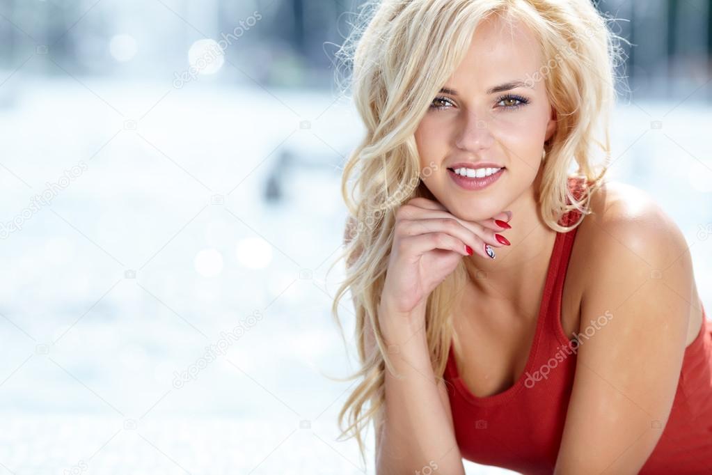 Beautiful blonde woman portrait