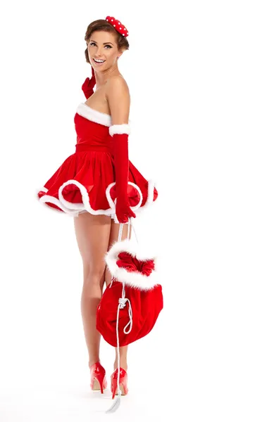 Mooie sexy meisje dragen van santa claus kleding — Stockfoto