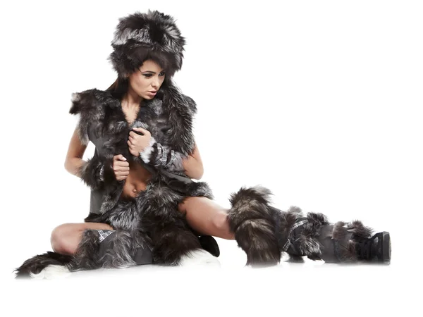 Woman in barbarian costume — Stock Photo, Image