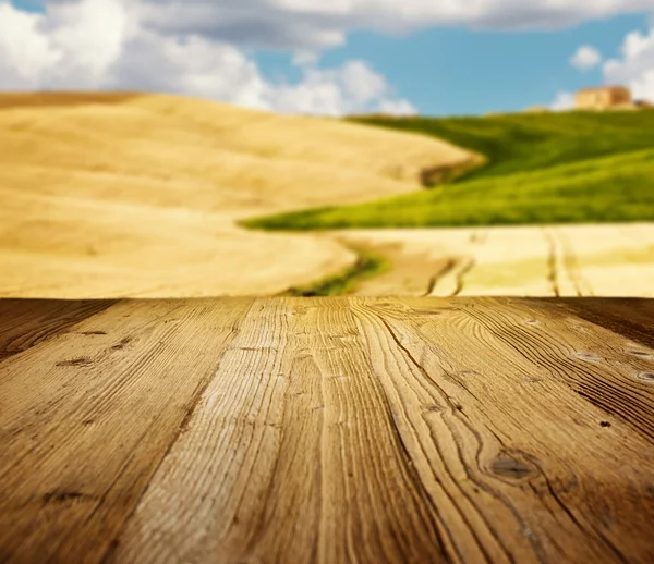 Wood textured backgrounds on the tuscany landscape — Stock Photo, Image