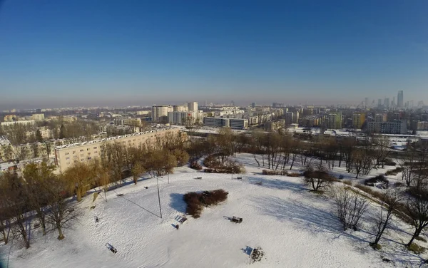 空から冬の都市です。トップ ビュー — ストック写真